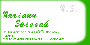 mariann spissak business card
